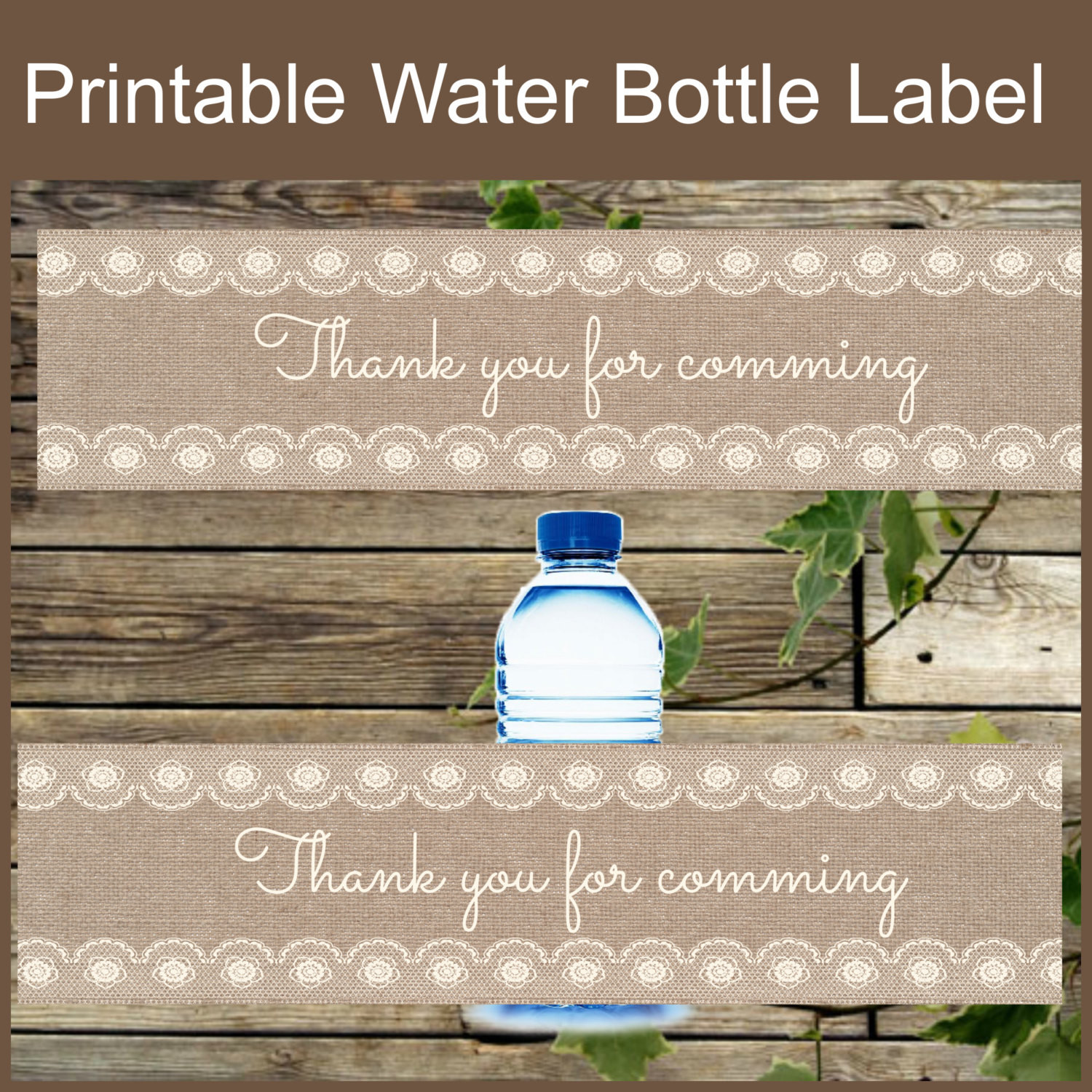 Best ideas about Water Bottle Label DIY
. Save or Pin Burlap and Lace Water Bottle Label DIY Instant by IsiDesigns Now.