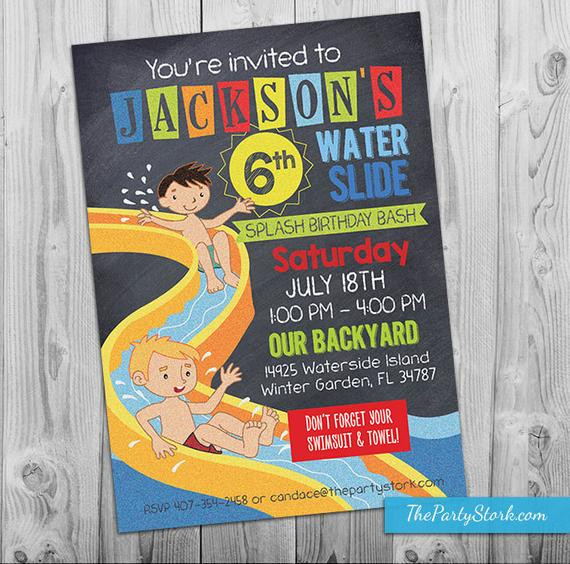 Best ideas about Water Slide Birthday Invitations
. Save or Pin Water Slide Party Invitation Printable Birthday Invite for Now.