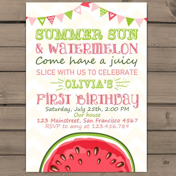 Best ideas about Watermelon Birthday Invitations
. Save or Pin Watermelon Birthday invitation Sunshine Summer First Birthday Now.