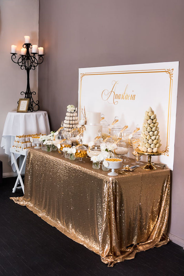 Best ideas about White And Gold Birthday Decorations
. Save or Pin Kara s Party Ideas Elegant Gold White Baptism Party Now.