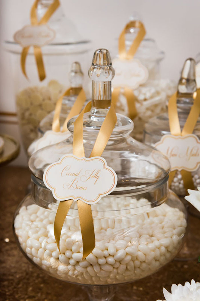 Best ideas about White And Gold Birthday Decorations
. Save or Pin Kara s Party Ideas Elegant Gold White Baptism Party Now.