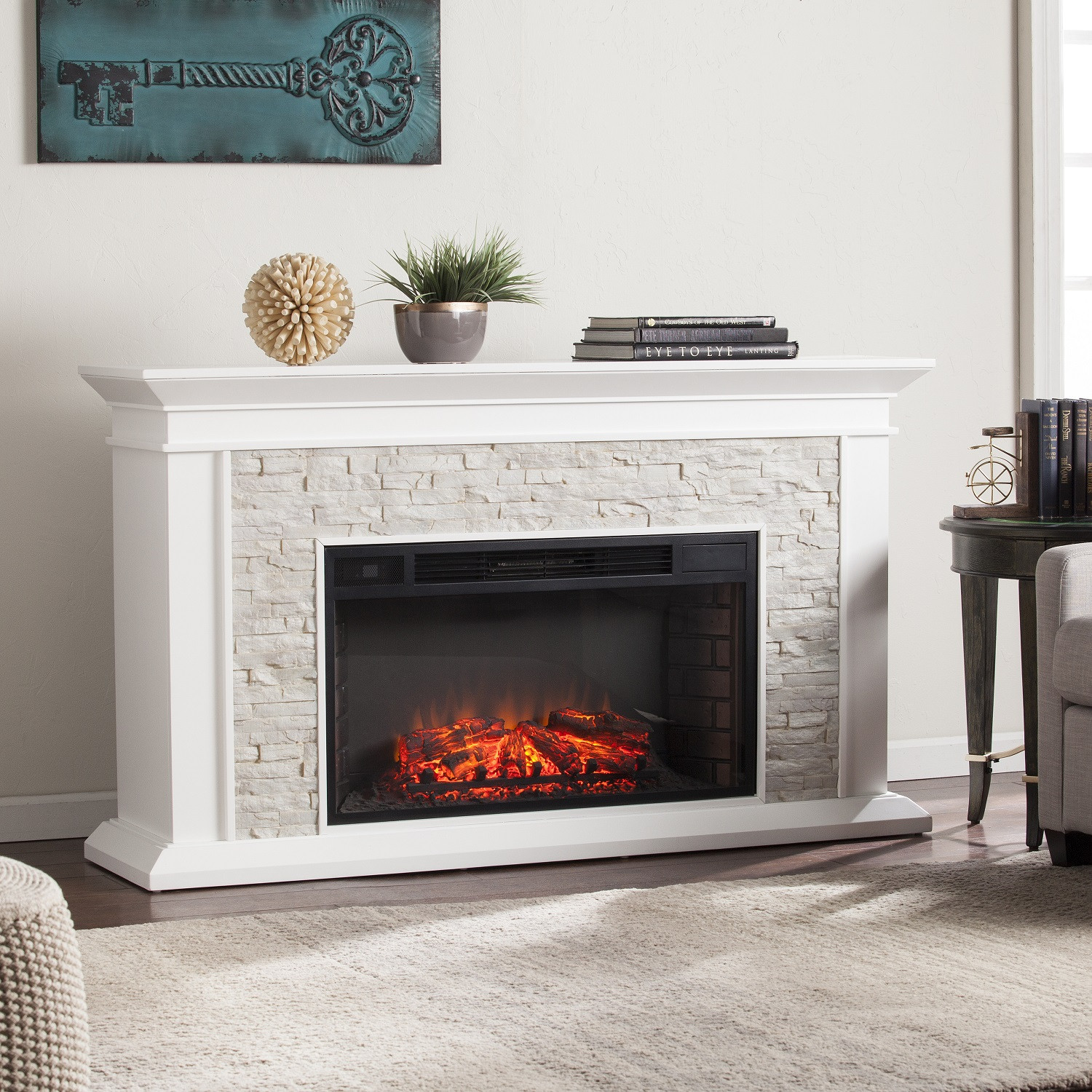 Best ideas about White Electric Fireplace
. Save or Pin 60" Canyon Heights Simulated Stone Electric Fireplace Now.