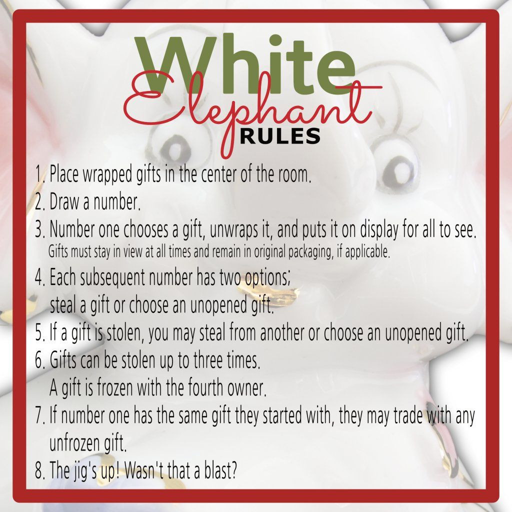 Best ideas about White Elephant Game Gift Ideas
. Save or Pin White Elephant Gift Exchange Rules and Printables Now.