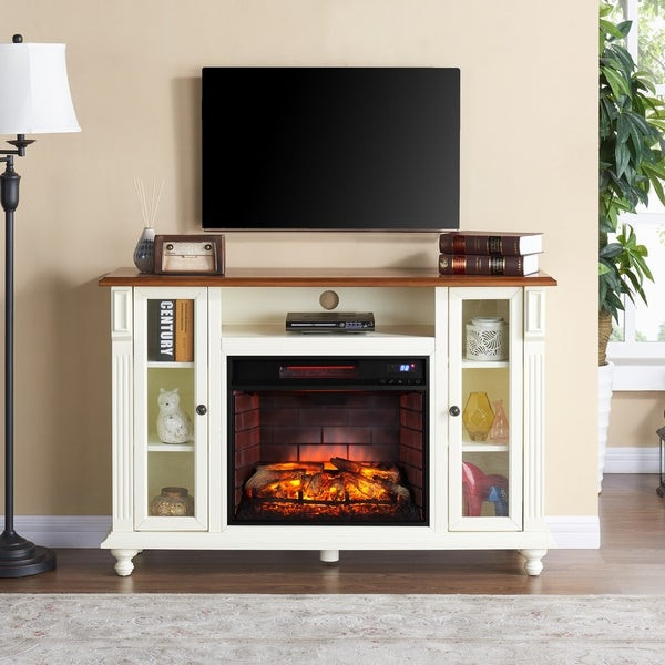 Best ideas about White Fireplace Tv Stand
. Save or Pin Shop Gracewood Hollow Aitson Antique White Infrared Now.