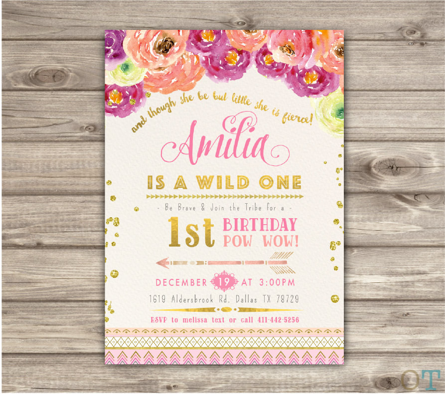Best ideas about Wild One Birthday Invitations
. Save or Pin Wild e Birthday Invitations Pink and Gold Party girl First Now.
