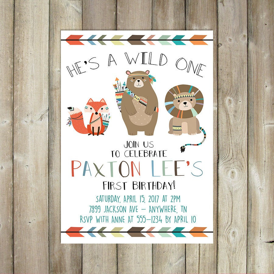 Best ideas about Wild One Birthday Invitations
. Save or Pin Wild e Birthday Invitation Boho First Birthday Tribal Now.