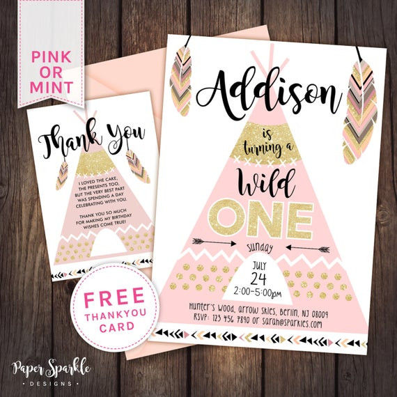 Best ideas about Wild One Birthday Invitations
. Save or Pin Wild one invitation First birthday by PaperSparkleDesigns Now.