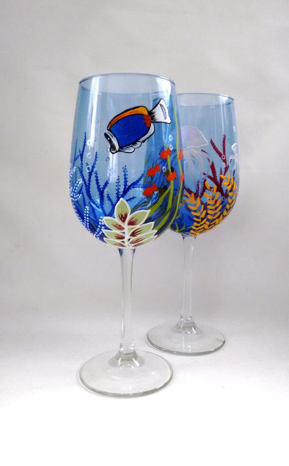 Best ideas about Wine Glass Gift Ideas
. Save or Pin Ocean Wine Glasses Hand Painted Wine Glasses Gift Gift Now.