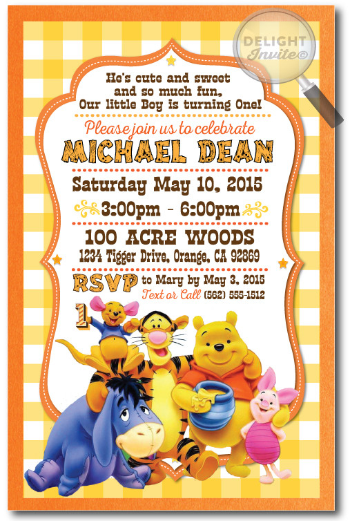Best ideas about Winnie The Pooh 1st Birthday Invitations
. Save or Pin Winnie the Pooh 1st Birthday Invitations [DI 353] Custom Now.