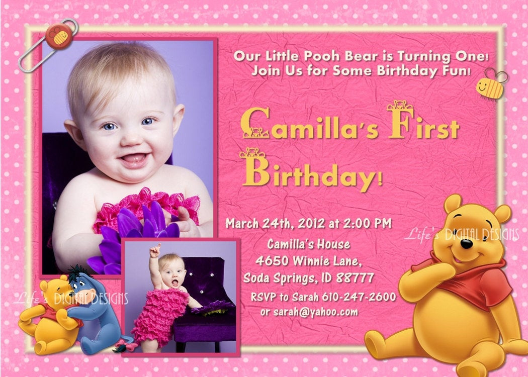Best ideas about Winnie The Pooh 1st Birthday Invitations
. Save or Pin Winnie the Pooh First Birthday Invitation Pink 1 or 2 Now.