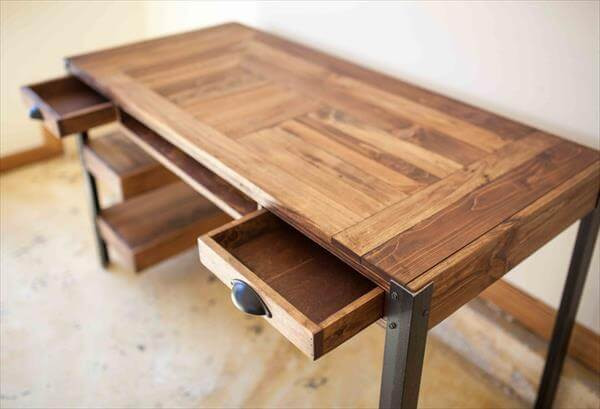 Best ideas about Wood Desk DIY
. Save or Pin Pallet Desk with Drawers and shelves Now.