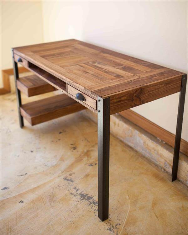 Best ideas about Wood Desk DIY
. Save or Pin Pallet Desk with Drawers and shelves Now.