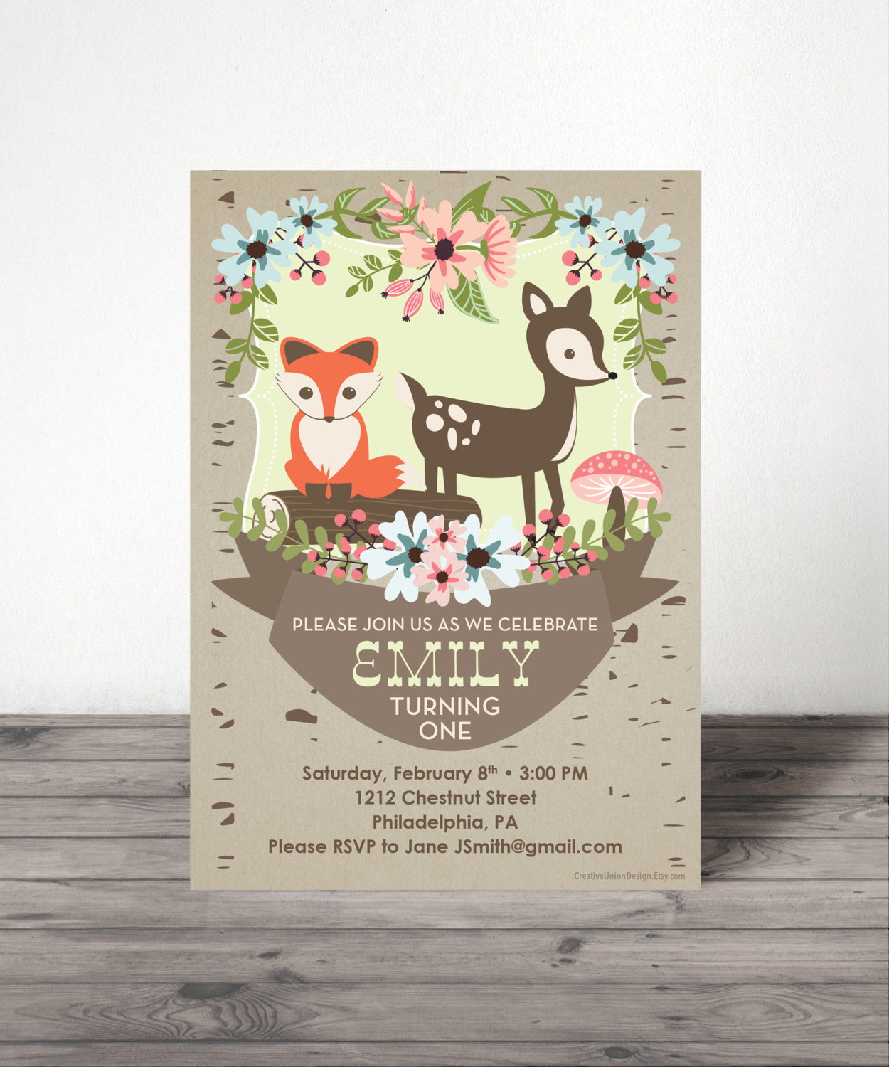 Best ideas about Woodland Birthday Invitations
. Save or Pin Woodland First Birthday Invite First by CreativeUnionDesign Now.