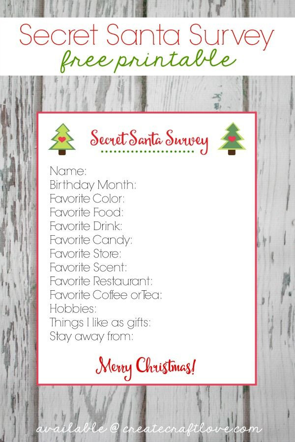 Best ideas about Work Secret Santa Gift Ideas
. Save or Pin Secret Santa Survey Printable Pinterest Best Now.