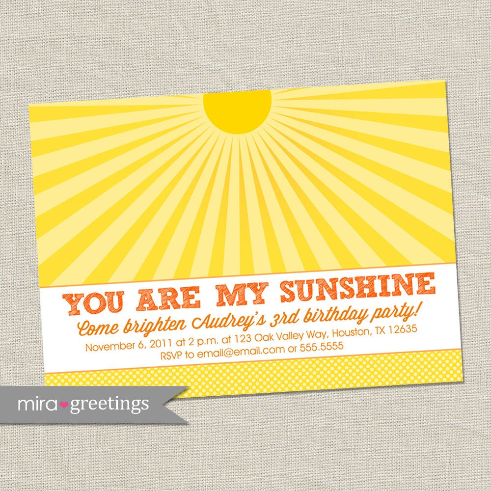 Best ideas about You Are My Sunshine Birthday Invitations
. Save or Pin Sunshine Birthday Party Invitation You Are My Sunshine Sun Now.