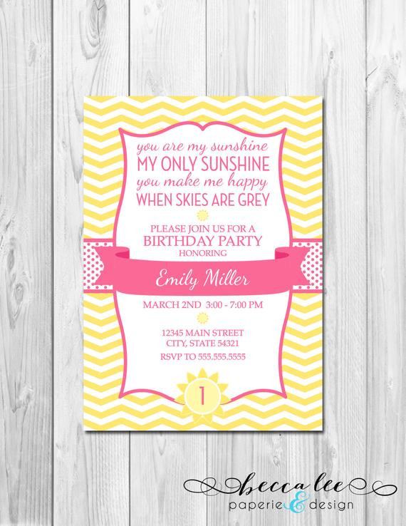 Best ideas about You Are My Sunshine Birthday Invitations
. Save or Pin You Are My Sunshine Birthday Party Invitation by Now.