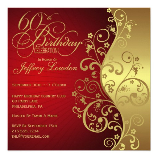 Best ideas about Zazzle Birthday Invitations
. Save or Pin Red & Gold 60th Birthday Party Invitation 5 25" Square Now.