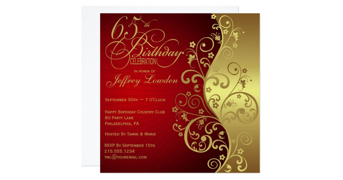 Best ideas about Zazzle Birthday Invitations
. Save or Pin Red & Gold 65th Birthday Party Invitation Now.