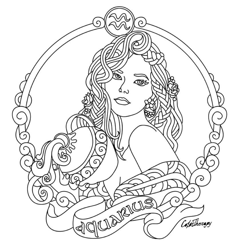 Best ideas about Zodiac Coloring Pages For Adults
. Save or Pin Aquarius Zodiac beauty colouring page Now.