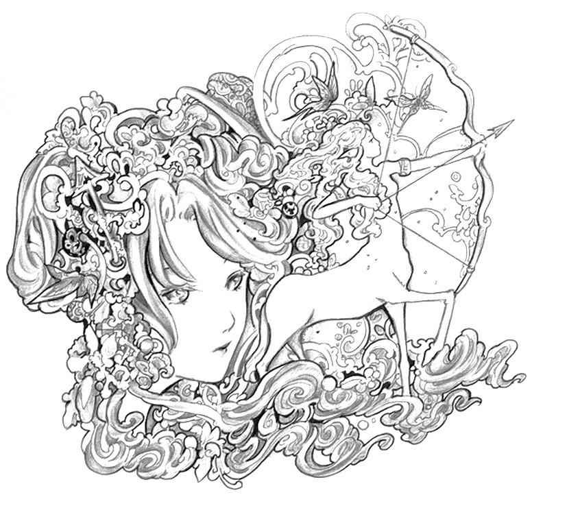 Best ideas about Zodiac Coloring Pages For Adults
. Save or Pin Art Therapy coloring page astrology Sagittarius 4 Now.