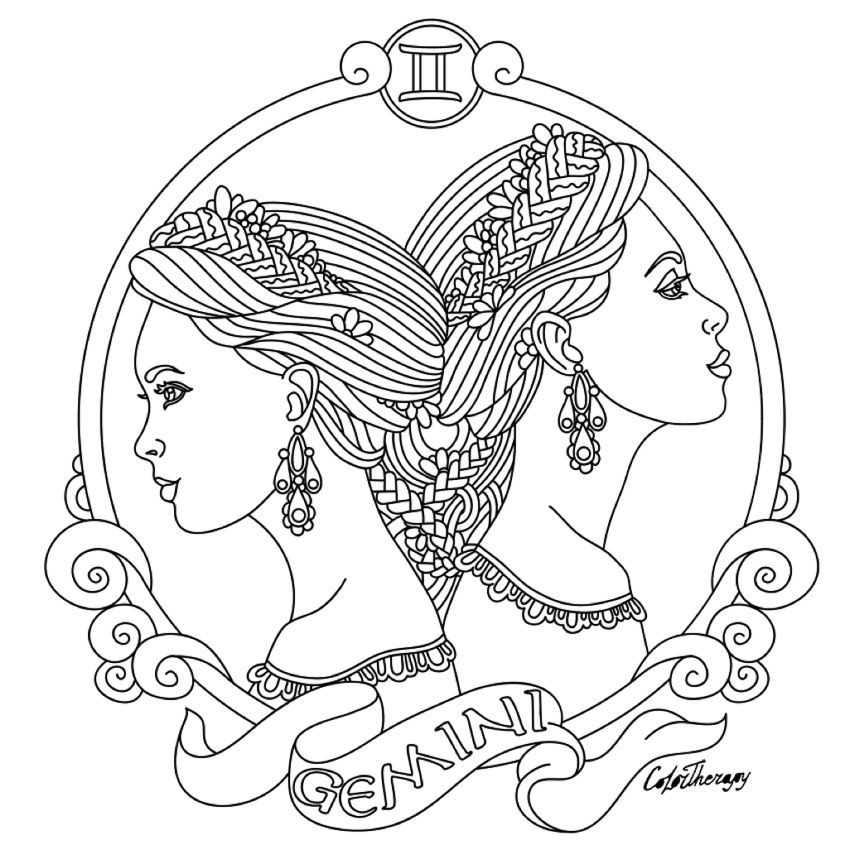 Best ideas about Zodiac Coloring Pages For Adults
. Save or Pin Gemini Zodiac beauty colouring page Now.