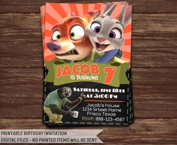 Best ideas about Zootopia Birthday Invitations
. Save or Pin Zootopia Invitation Zootopia Birthday by HolidayPrintDesign Now.