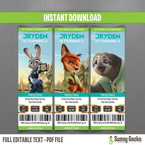 Best ideas about Zootopia Birthday Invitations
. Save or Pin Zootopia Birthday Ticket Invitations Instant Download and Now.